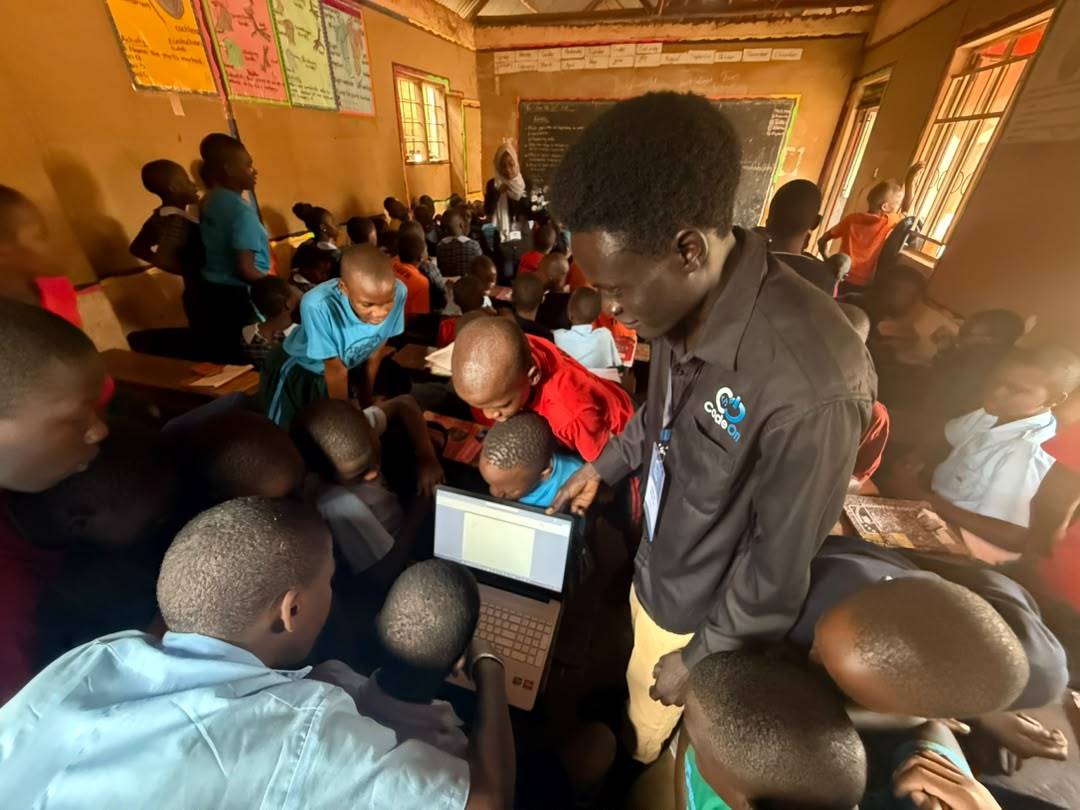 A team member volunteering in the field